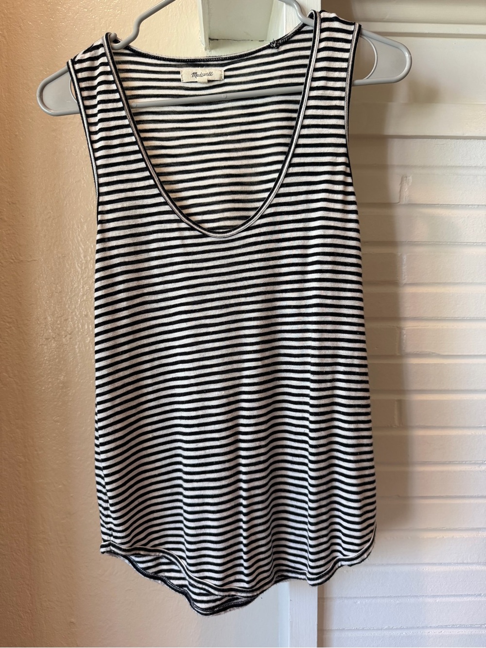 Madewell Small Black White Striped Scoop Neck Sleeveless Tank Top